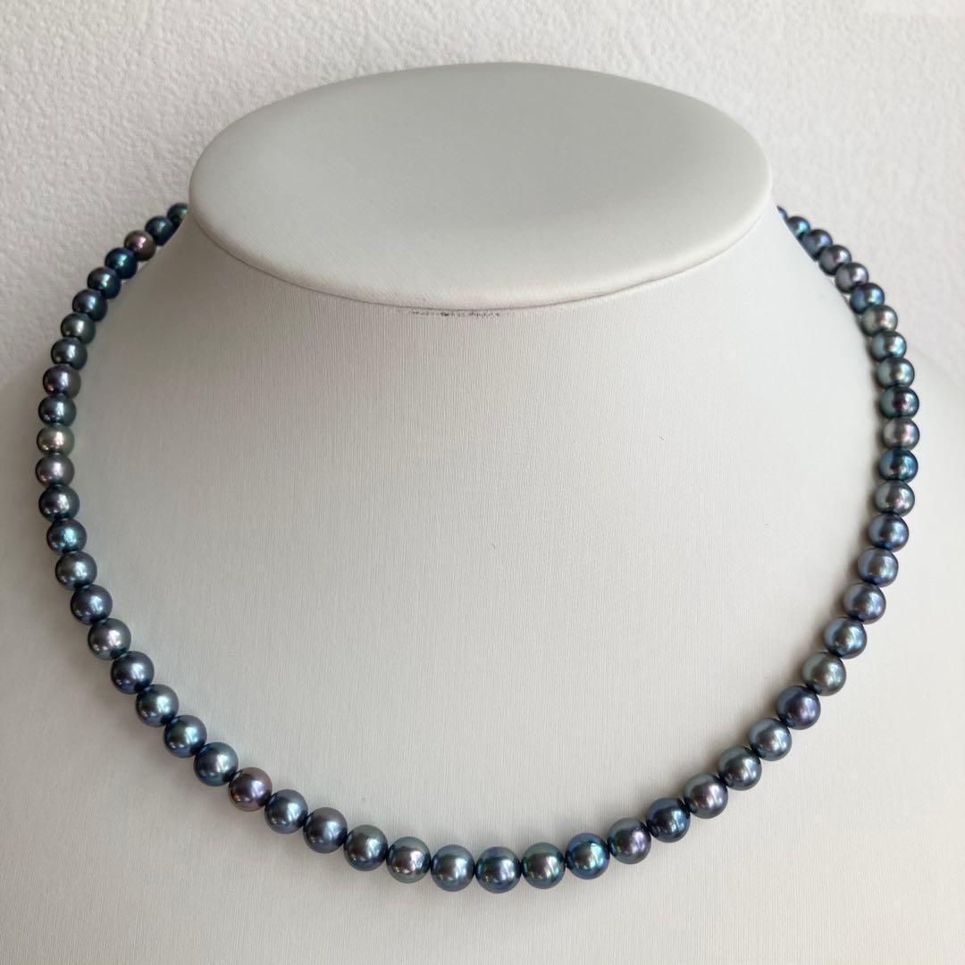 Akoya Pearl Necklace M793 featuring 5.5-6mm pearls with pure rhodium metal fittings, 42cm length plus extender