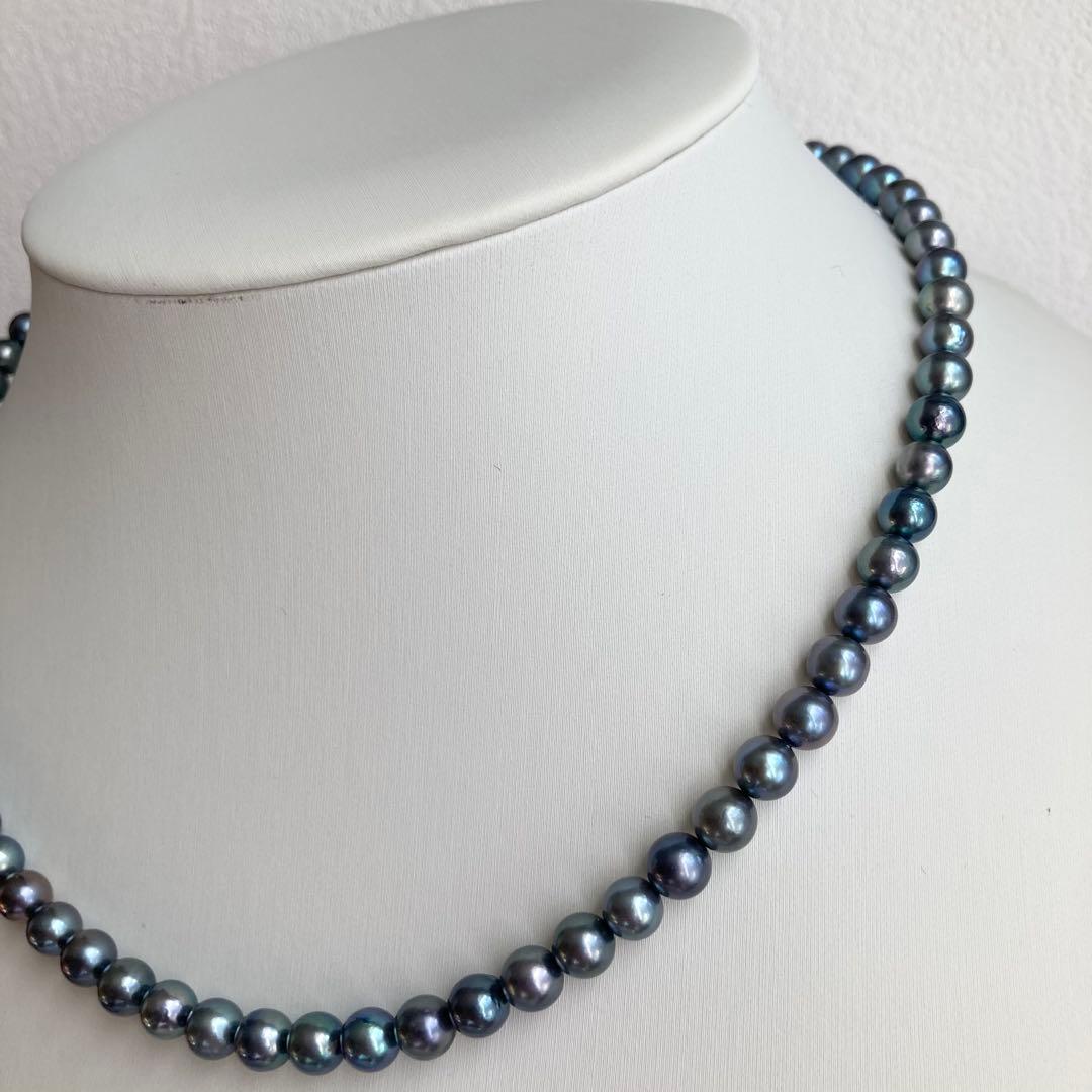 Akoya Pearl Necklace M793 featuring 5.5-6mm pearls with pure rhodium metal fittings, 42cm length plus extender
