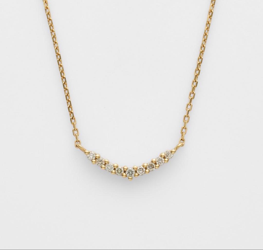 Agete K18 yellow gold diamond necklace with 0.04 carat diamond and 1.3 cm motif on a 40 cm chain