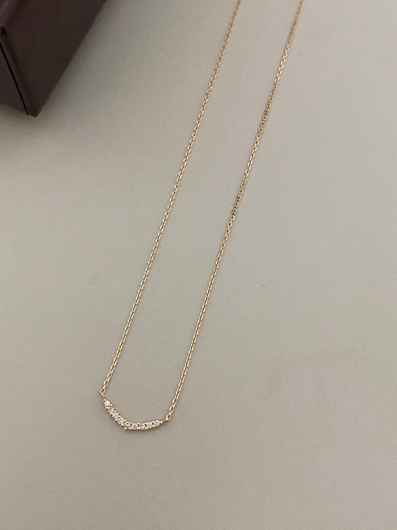 Agete K18 yellow gold diamond necklace with 0.04 carat diamond and 1.3 cm motif on a 40 cm chain