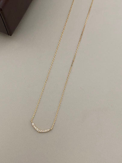 Agete K18 yellow gold diamond necklace with 0.04 carat diamond and 1.3 cm motif on a 40 cm chain