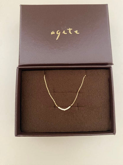 Agete K18 yellow gold diamond necklace with 0.04 carat diamond and 1.3 cm motif on a 40 cm chain