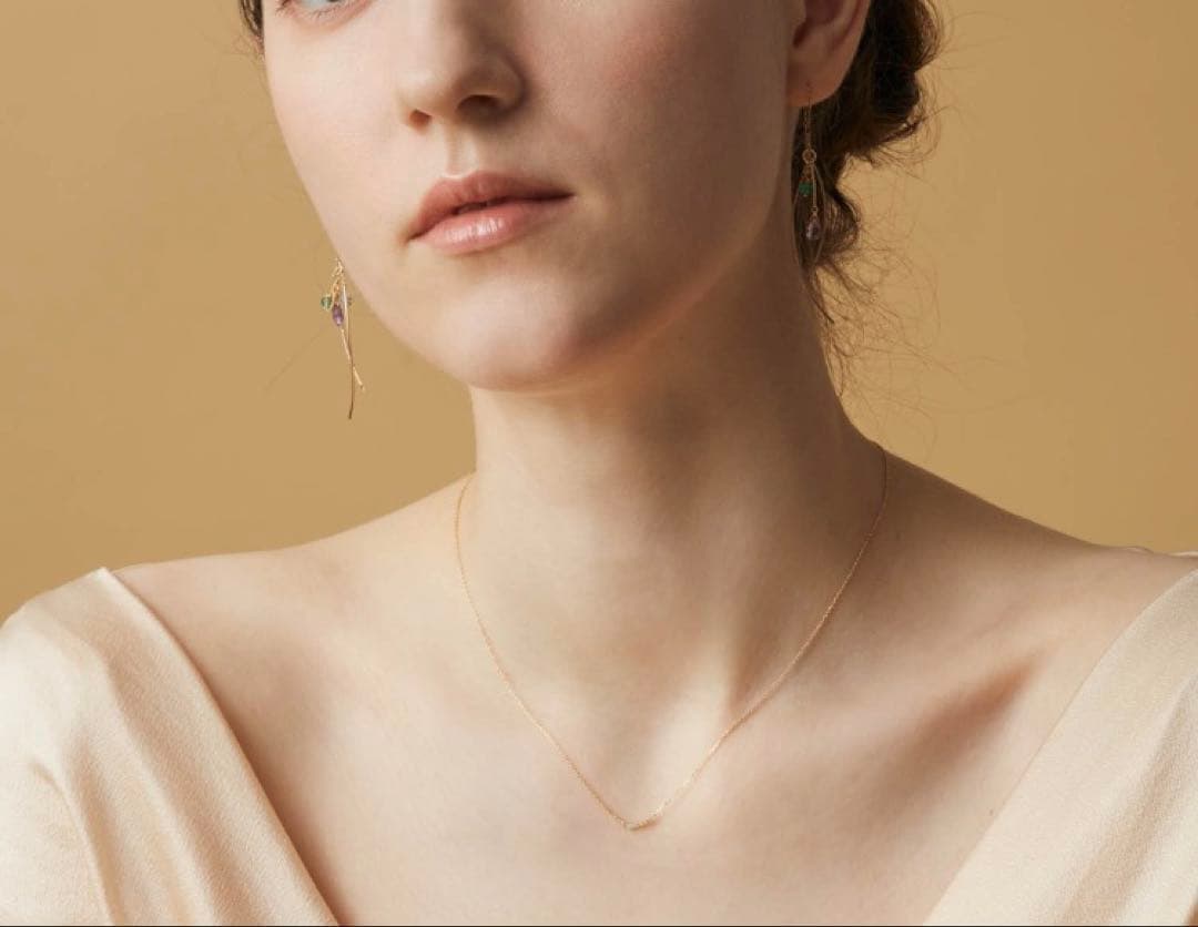 Agete K18 yellow gold diamond necklace with 0.04 carat diamond and 1.3 cm motif on a 40 cm chain