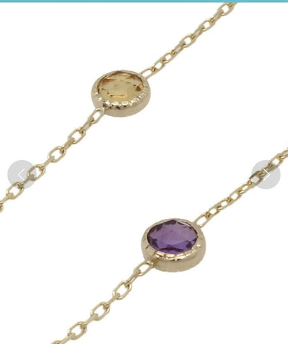 Agatte Lucky Dream Limited Necklace 45 cm with green chalcedony, orange chalcedony, citrine, tanzanite, ruby, amethyst, and rose quartz stones