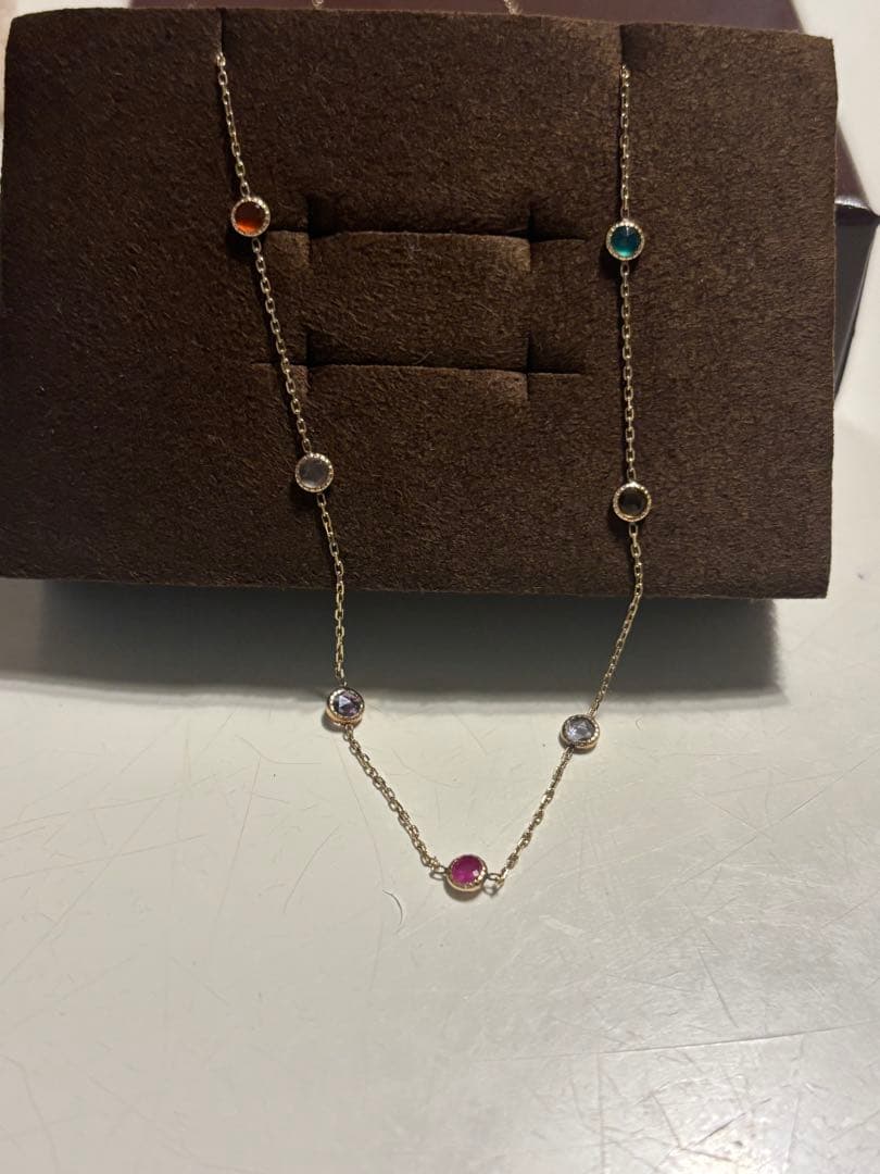 Agatte Lucky Dream Limited Necklace 45 cm with green chalcedony, orange chalcedony, citrine, tanzanite, ruby, amethyst, and rose quartz stones