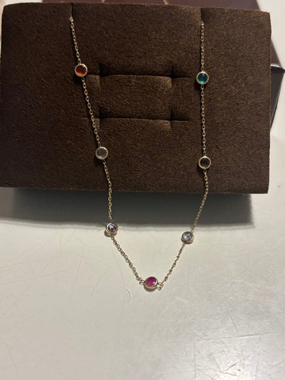 Agatte Lucky Dream Limited Necklace 45 cm with green chalcedony, orange chalcedony, citrine, tanzanite, ruby, amethyst, and rose quartz stones