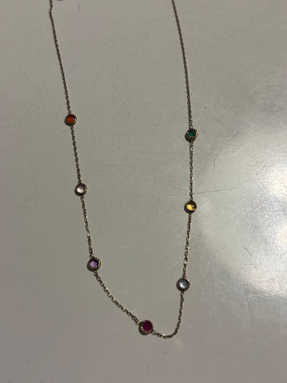 Agatte Lucky Dream Limited Necklace 45 cm with green chalcedony, orange chalcedony, citrine, tanzanite, ruby, amethyst, and rose quartz stones