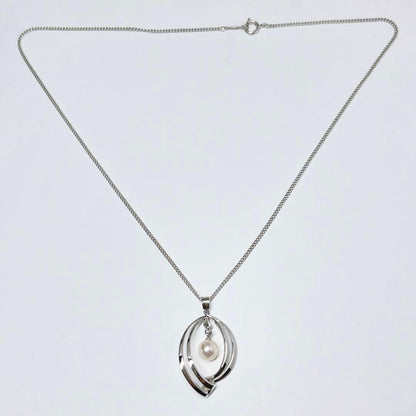 Mikimoto Akoya pearl pendant necklace NHK with 6.4mm silver chain and round white pearl