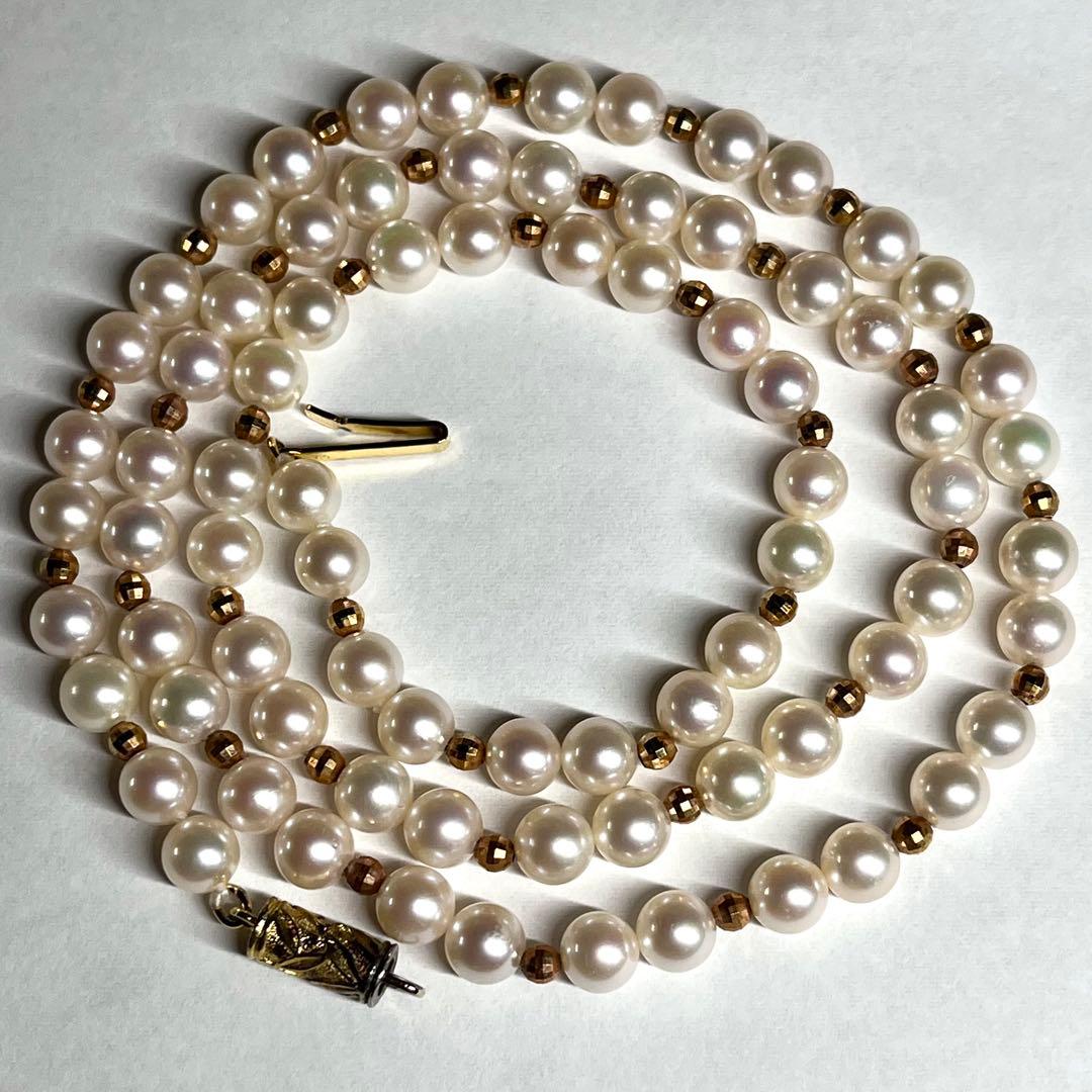 Akoya pearl baby pearl 5.5mm cream white bead long necklace with silver clasp