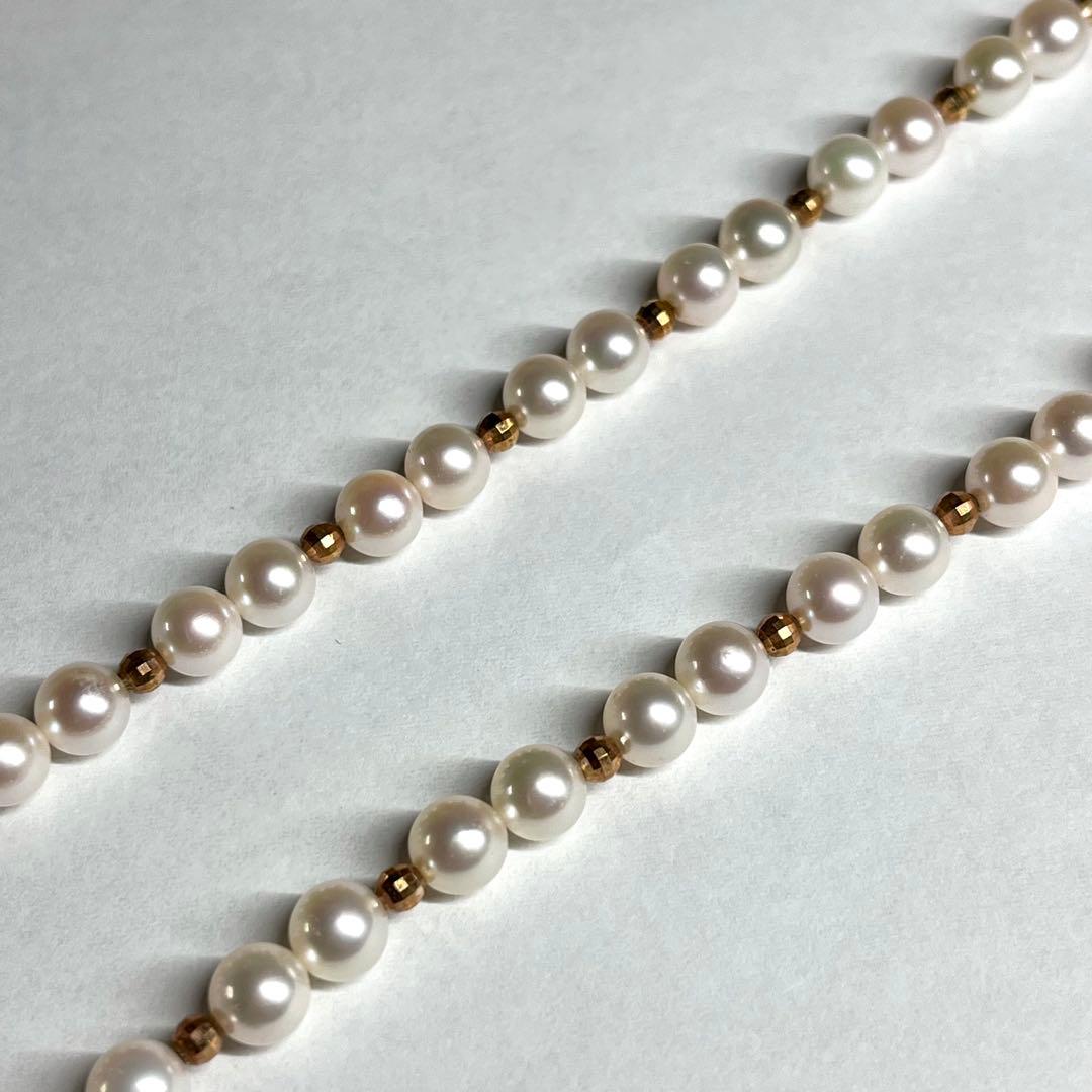 Akoya pearl baby pearl 5.5mm cream white bead long necklace with silver clasp