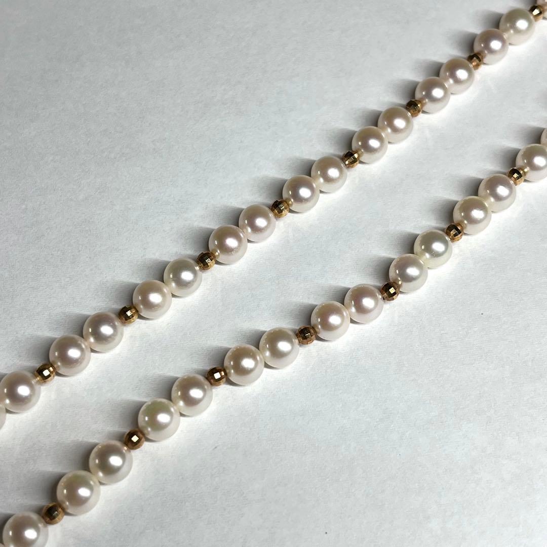 Akoya pearl baby pearl 5.5mm cream white bead long necklace with silver clasp