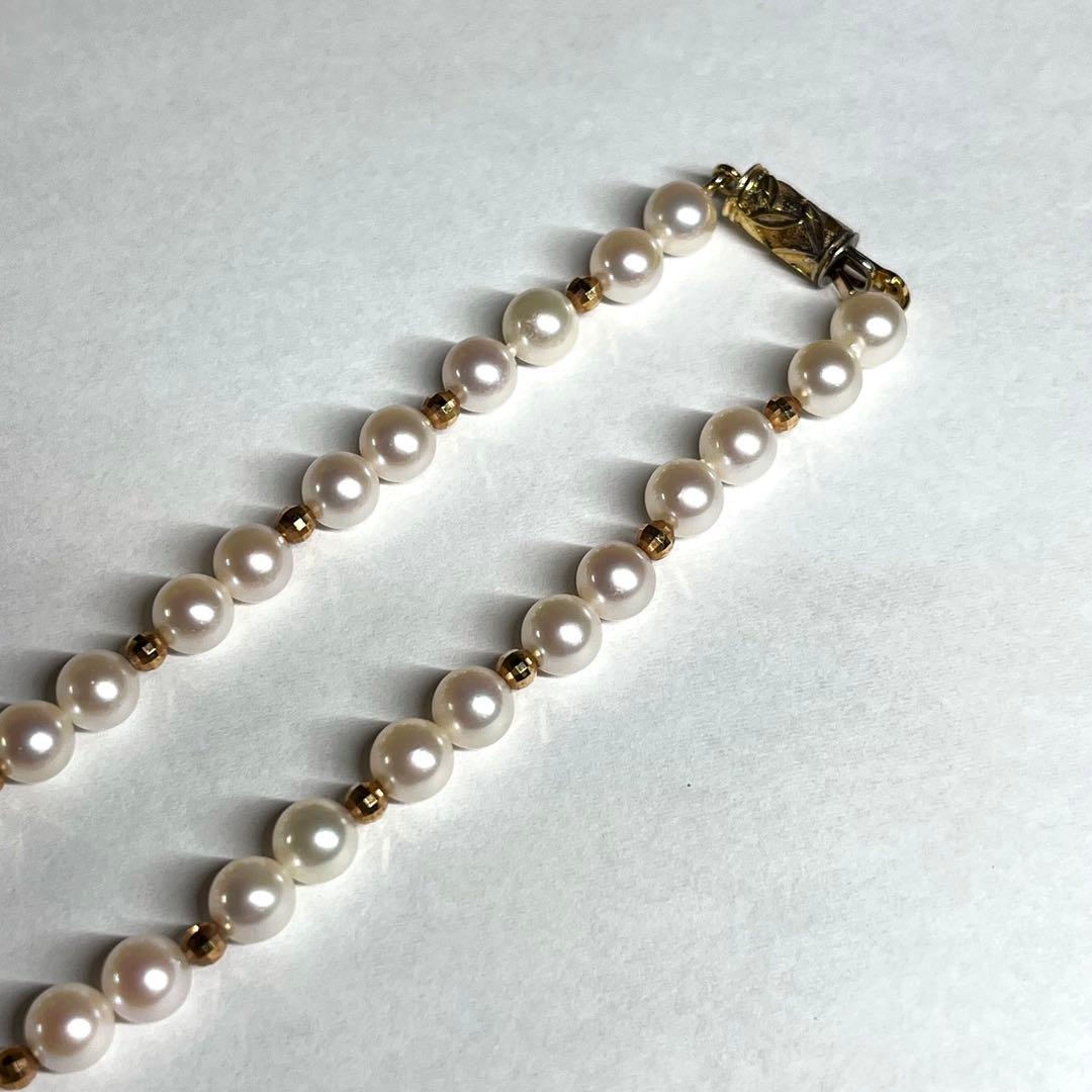 Akoya pearl baby pearl 5.5mm cream white bead long necklace with silver clasp