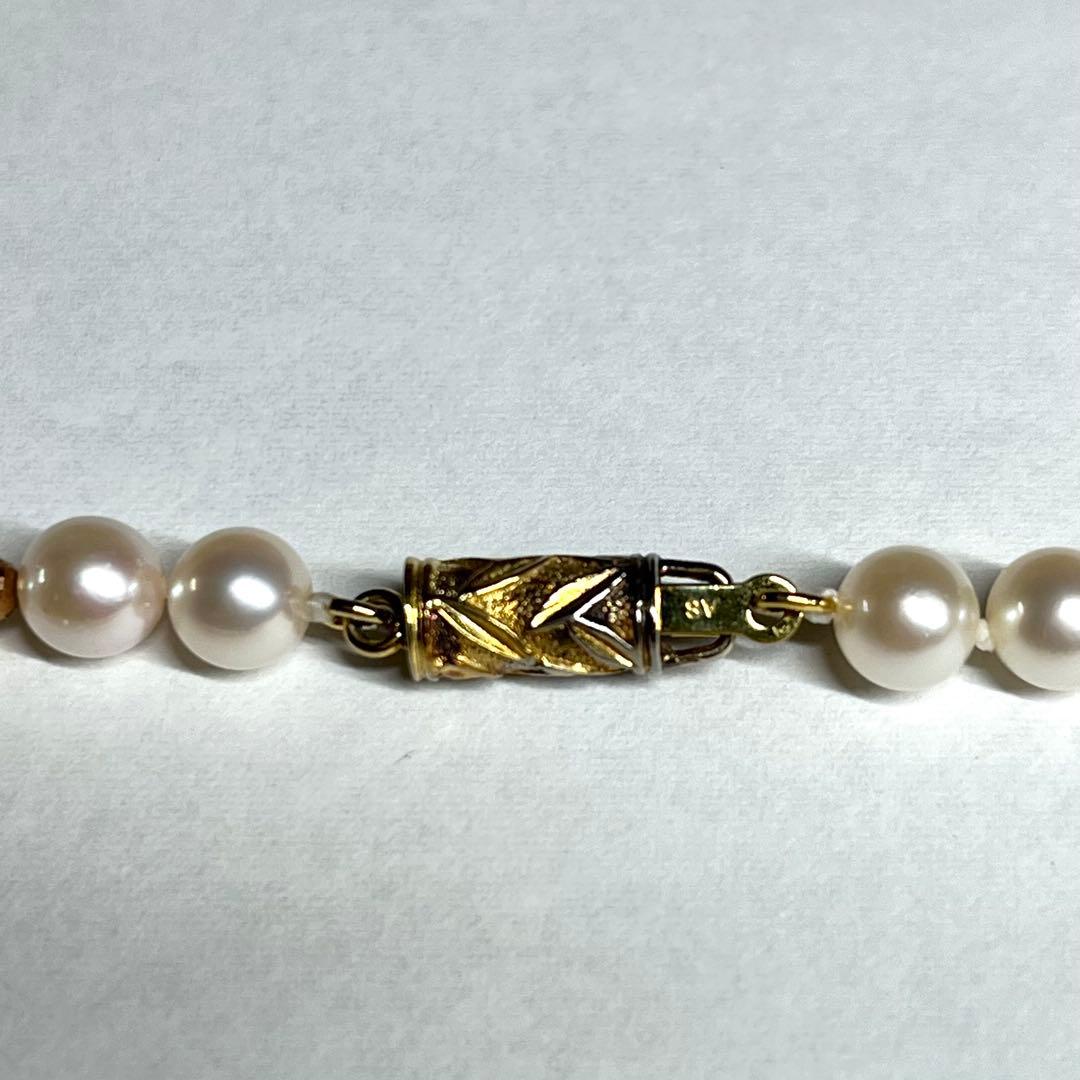 Akoya pearl baby pearl 5.5mm cream white bead long necklace with silver clasp