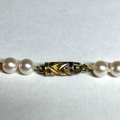 Akoya pearl baby pearl 5.5mm cream white bead long necklace with silver clasp