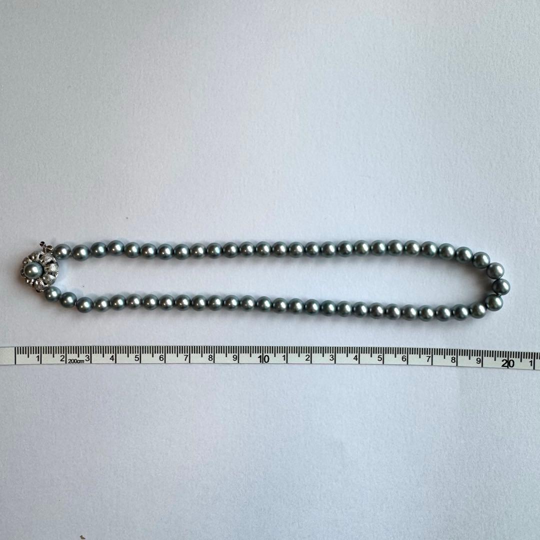 Akoya pearl necklace with blue gray 6.8mm pearls on Silver925 chain