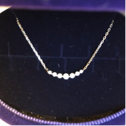Agate diamond necklace with K18 slide chain, adjustable length up to 43 cm