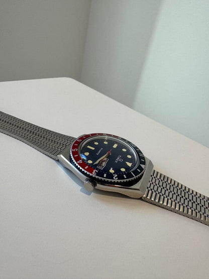 TIMEX Blue Dial Red Blue Bezel Stainless Band Analog Men's Watch — Japanese