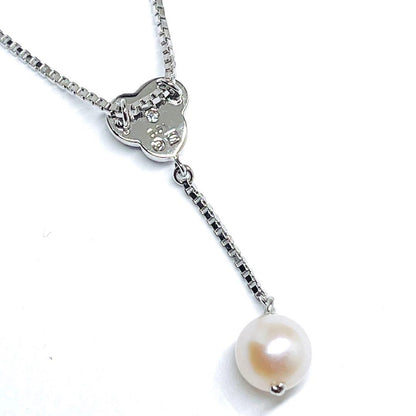 Tasaki pearl diamond necklace featuring a 6.9mm pearl and silver chain 42cm long