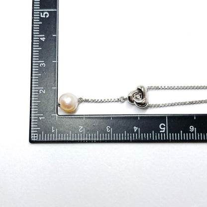 Tasaki pearl diamond necklace featuring a 6.9mm pearl and silver chain 42cm long
