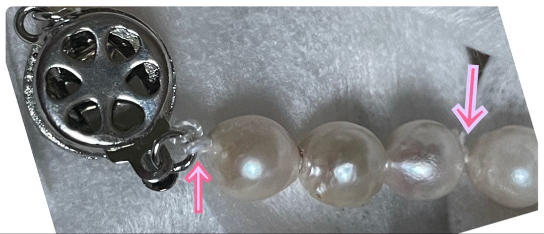 Akoya white semi-baroque pearl necklace with approximately 7mm pearls, 42cm length
