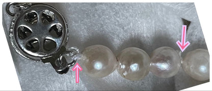 Akoya white semi-baroque pearl necklace with approximately 7mm pearls, 42cm length