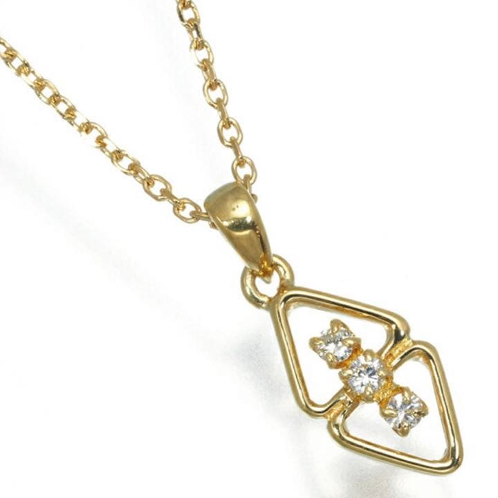 Mikimoto K18 gold tone necklace with diamond pendant, gently used, elegant design