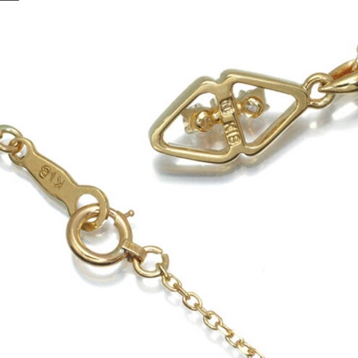 Mikimoto K18 gold tone necklace with diamond pendant, gently used, elegant design