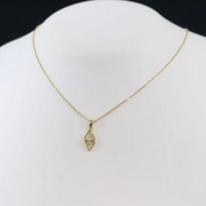 Mikimoto K18 gold tone necklace with diamond pendant, gently used, elegant design