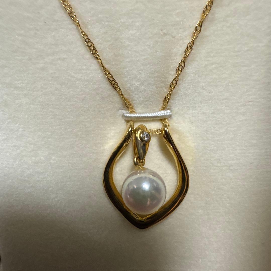 K18 Maruwa Pearl 3WAY Akoya Pearl Necklace with 18K gold twist chain and pearl pendant