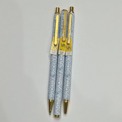 William Morris Collection pen set including ballpoint pen, mechanical pencil, and fountain pen in original box