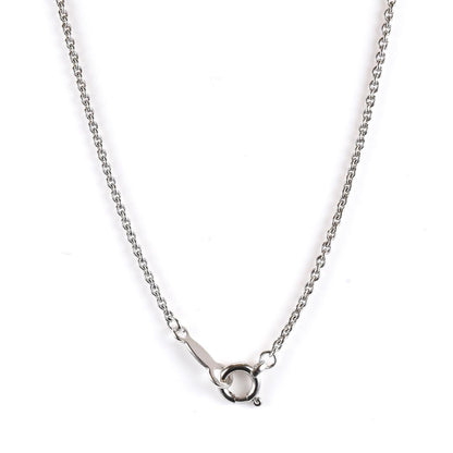 Newly restored Mikimoto white gold necklace with sapphire and diamond pendant measuring 39 cm length