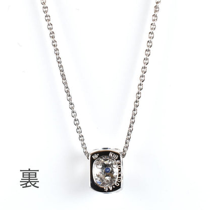 Newly restored Mikimoto white gold necklace with sapphire and diamond pendant measuring 39 cm length