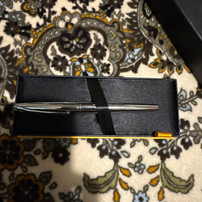 CROSS silver ballpoint pen body with sleek metallic finish and clip