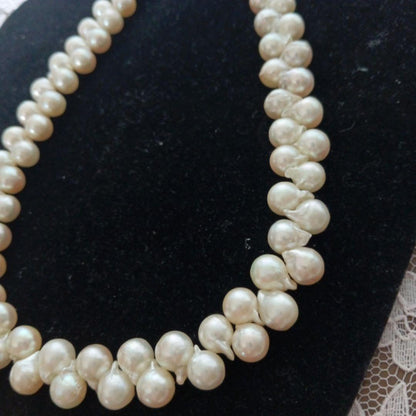 Uwa Island Akoya Pearl necklace and matching earrings set with 7-8mm pearls and alloy silver components