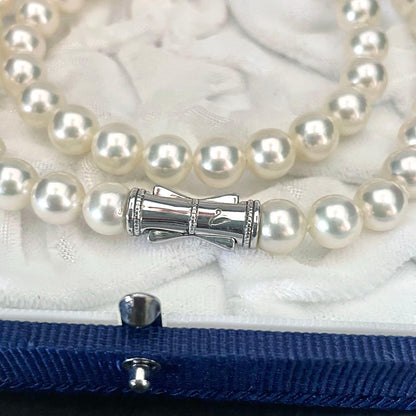 TASAKI Akoya pearl necklace with 7.4-7.8mm pearls and lustrous finish, 42.5cm length