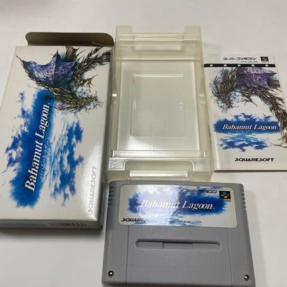 Used Bahamute Lagoon game cartridge for Super Famicom RPG in original case