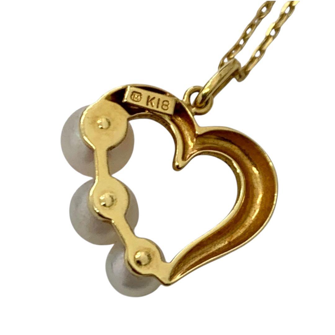 Mikimoto K18 gold necklace with a heart-shaped pendant measuring 1.5cm on a 40cm chain