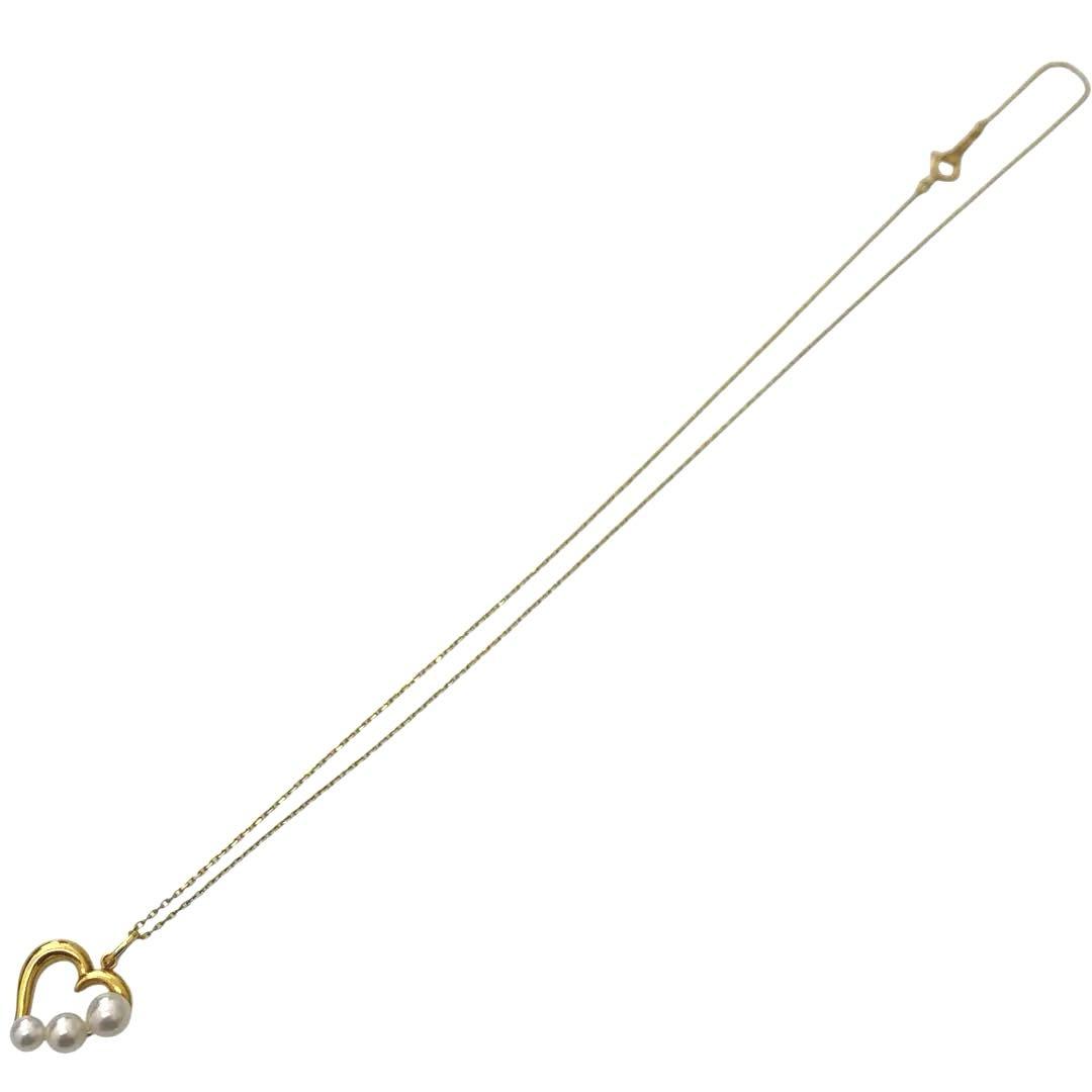 Mikimoto K18 gold necklace with a heart-shaped pendant measuring 1.5cm on a 40cm chain