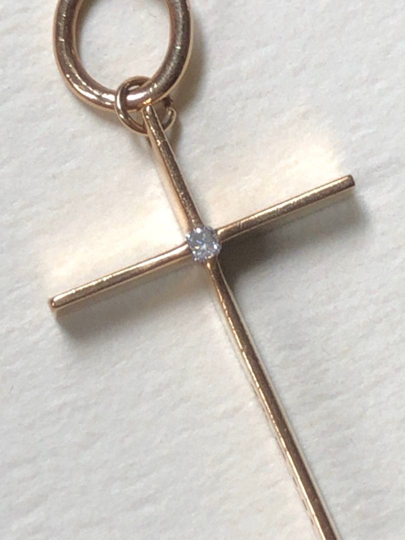 Agete K10 cross pendant top made of yellow gold weighing 0.59g with K10 agete 0.01 engraving