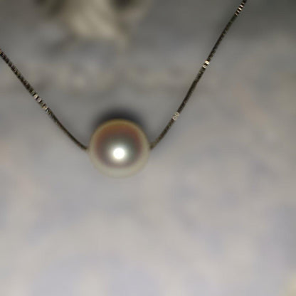 Ise-Shima Akoya single pearl necklace 8.5-9mm on 44.5cm SV925 Venetian chain with through pin clasp