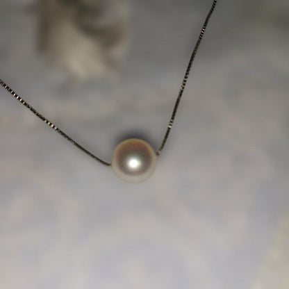Ise-Shima Akoya single pearl necklace 8.5-9mm on 44.5cm SV925 Venetian chain with through pin clasp