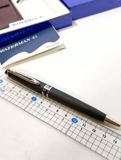 WATERMAN Expert Matte Black CT ballpoint pen with matte finish and silver accents shown with box