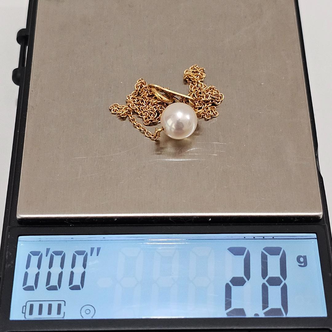 Law Tassaki pearl necklace with 8mm pearl pendant in 18K yellow gold, 36cm chain length, vintage 2000s-2013