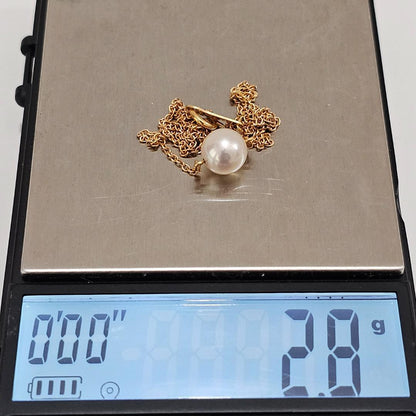 Law Tassaki pearl necklace with 8mm pearl pendant in 18K yellow gold, 36cm chain length, vintage 2000s-2013