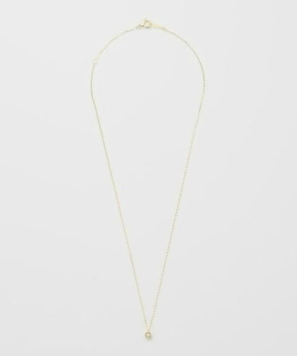 Agete K10YG yellow gold necklace with 0.03 carat diamond and 40 cm adjustable chain