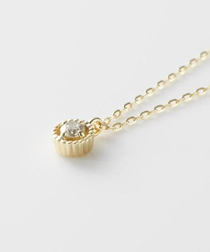 Agete K10YG yellow gold necklace with 0.03 carat diamond and 40 cm adjustable chain
