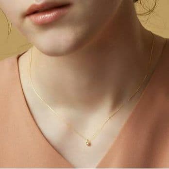 Agete K10YG yellow gold necklace with 0.03 carat diamond and 40 cm adjustable chain