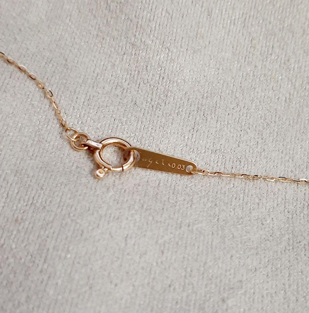 Agete K10YG yellow gold necklace with 0.03 carat diamond and 40 cm adjustable chain