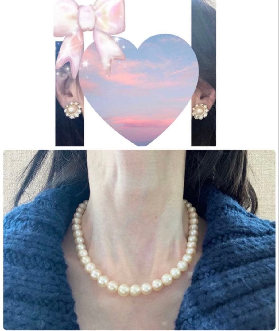 Akoya Pearl Necklace with one 9mm round pearl in slight champagne gold on silver chain with double lock