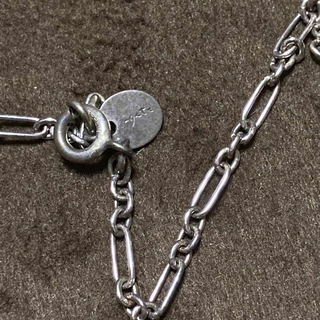 Agete necklace with large freshwater pearls, transparent aquamarine stones, and a 45cm silver chain partially blackened